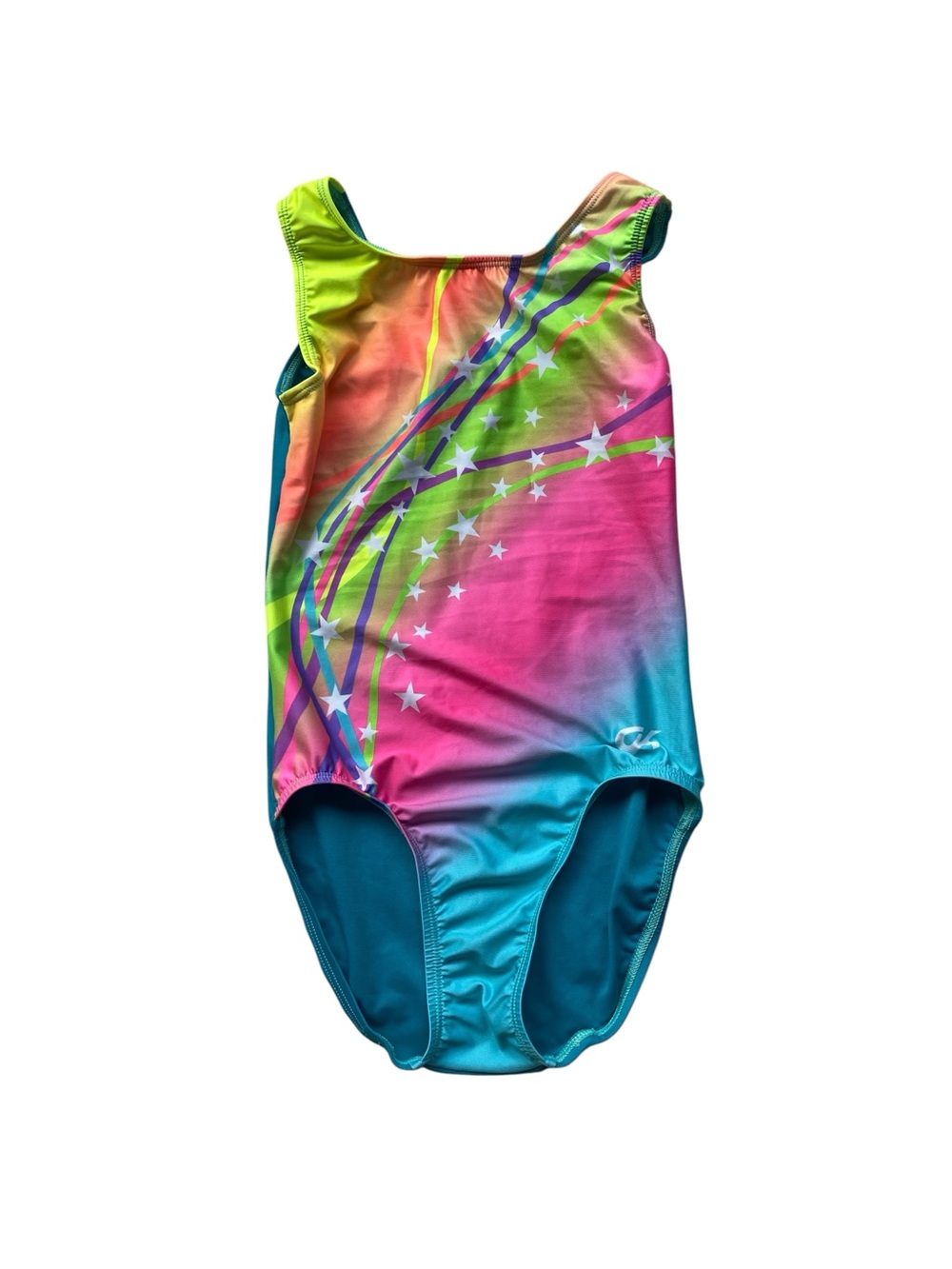 GK Girl’s One-Piece Leotard in Pink, Blue & Neon Rainbow Size: CL